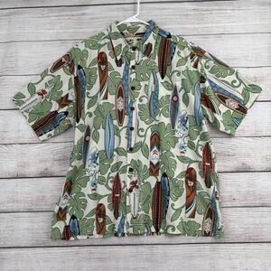 Koko Island Hawaiian Surf Board Print Button Down Shirt Mens 3XL Multicolor